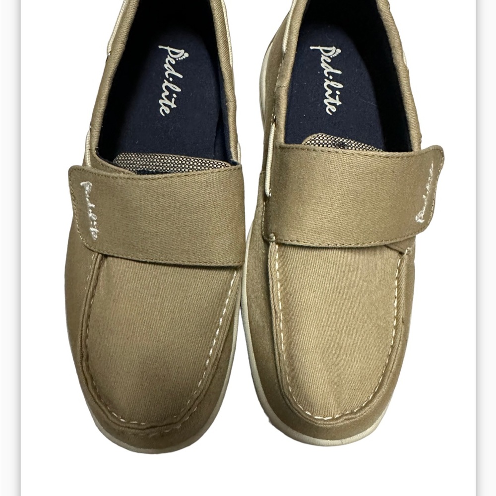 Ped-Lite Michael Mens Canvas Diabetic Shoes Tan Hook Strap 10410 size 9W